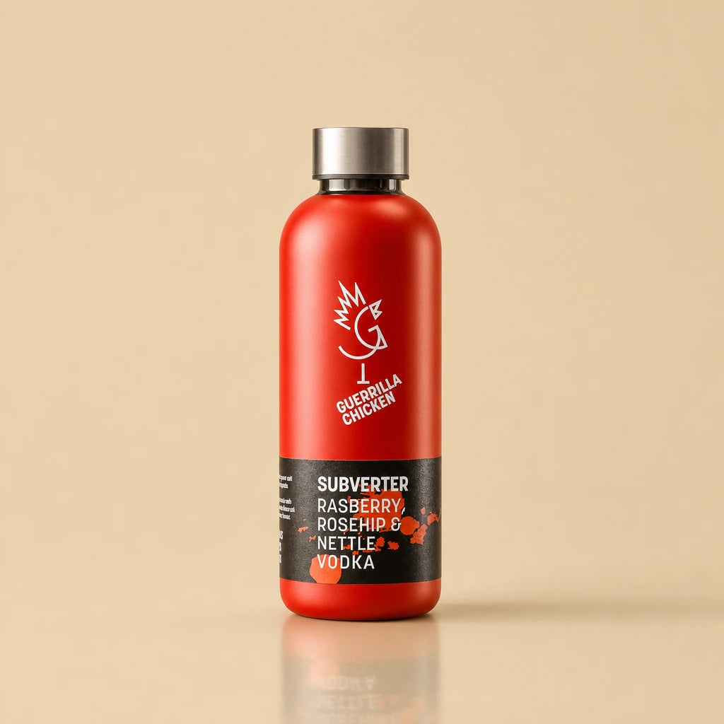 guerrilla chicken subverter raspberry, rosehip & nettle flavour vodka guerrilla chicken image bottle