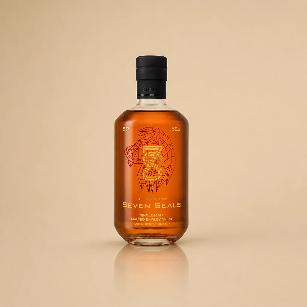 seven seals the age of leo single malt malted barley spirit double sherry wood finish seven seals image bottle